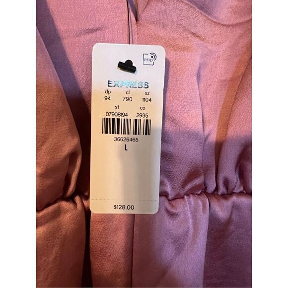 Express Size S Semi Formal Satin Jumpsuit Blush Pink Bow Tie Back Feminine New - Picture 15 of 15